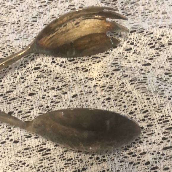 Vintage Silverplate E.P. Zinc Tongs Salad Pastry Sandwich Cake Server - Picture 5 of 9